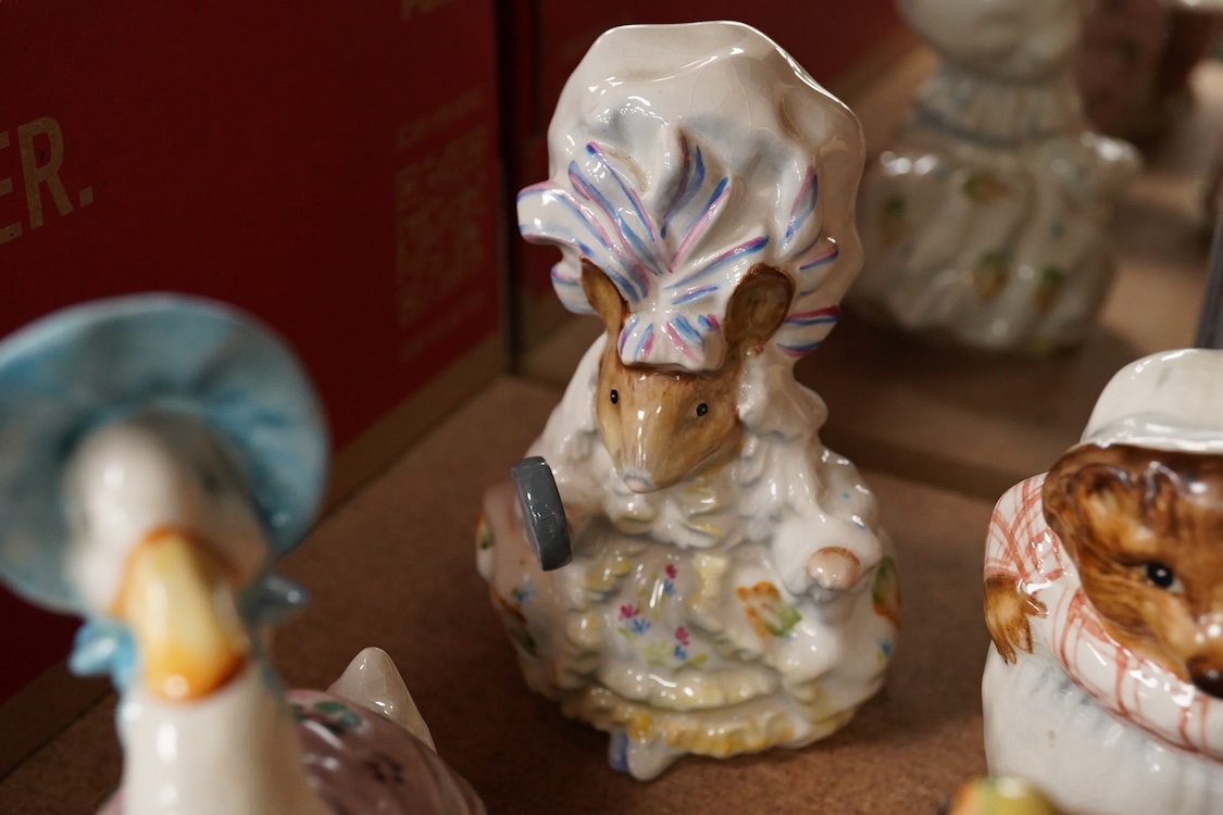 Nineteen Beatrix Potter character stamped F Warne and Co, Beswick, 10cm